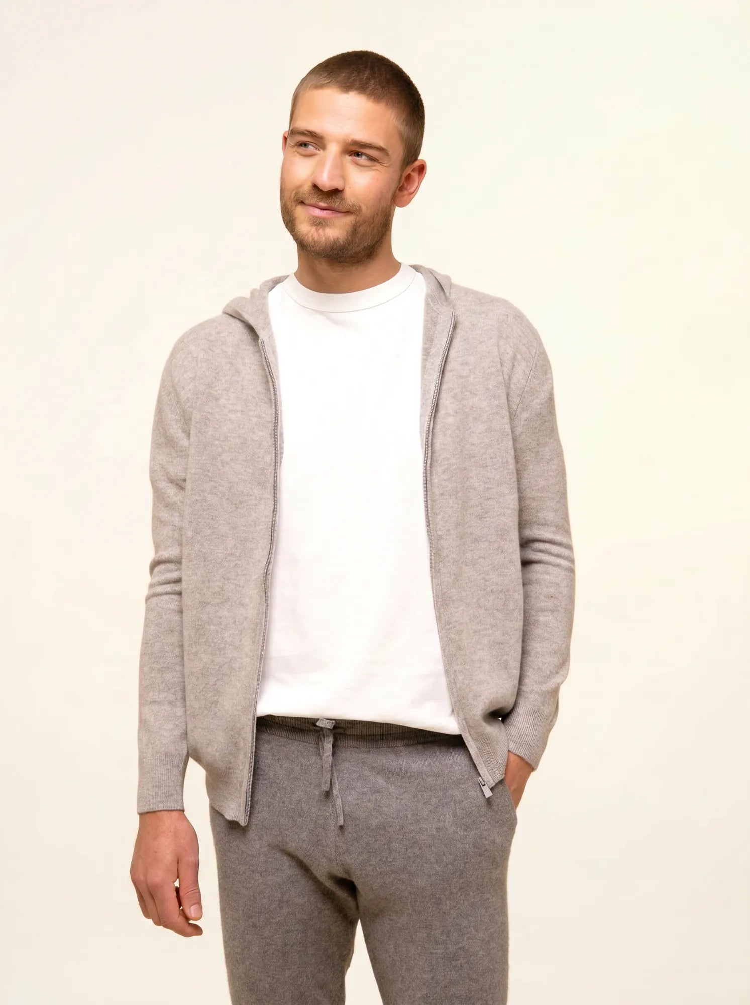 ELLIOT gilet zippé capuche nuage chiné