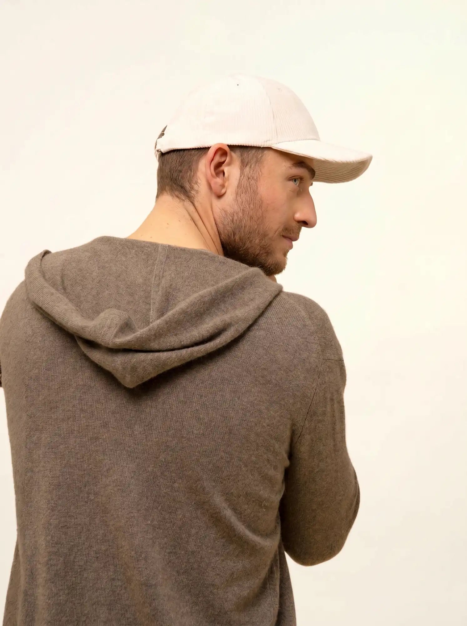 ELLIOT gilet zippé capuche taupe chiné