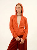 DEBBIE gilet zippé capuche orange chiné