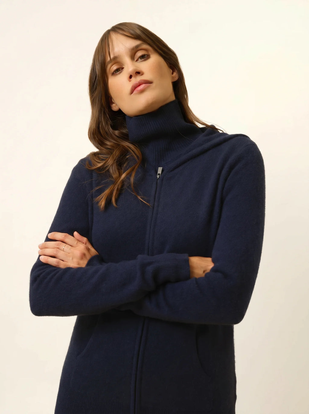 DEBBIE weste mit reissverschluss mit kapuze marineblau