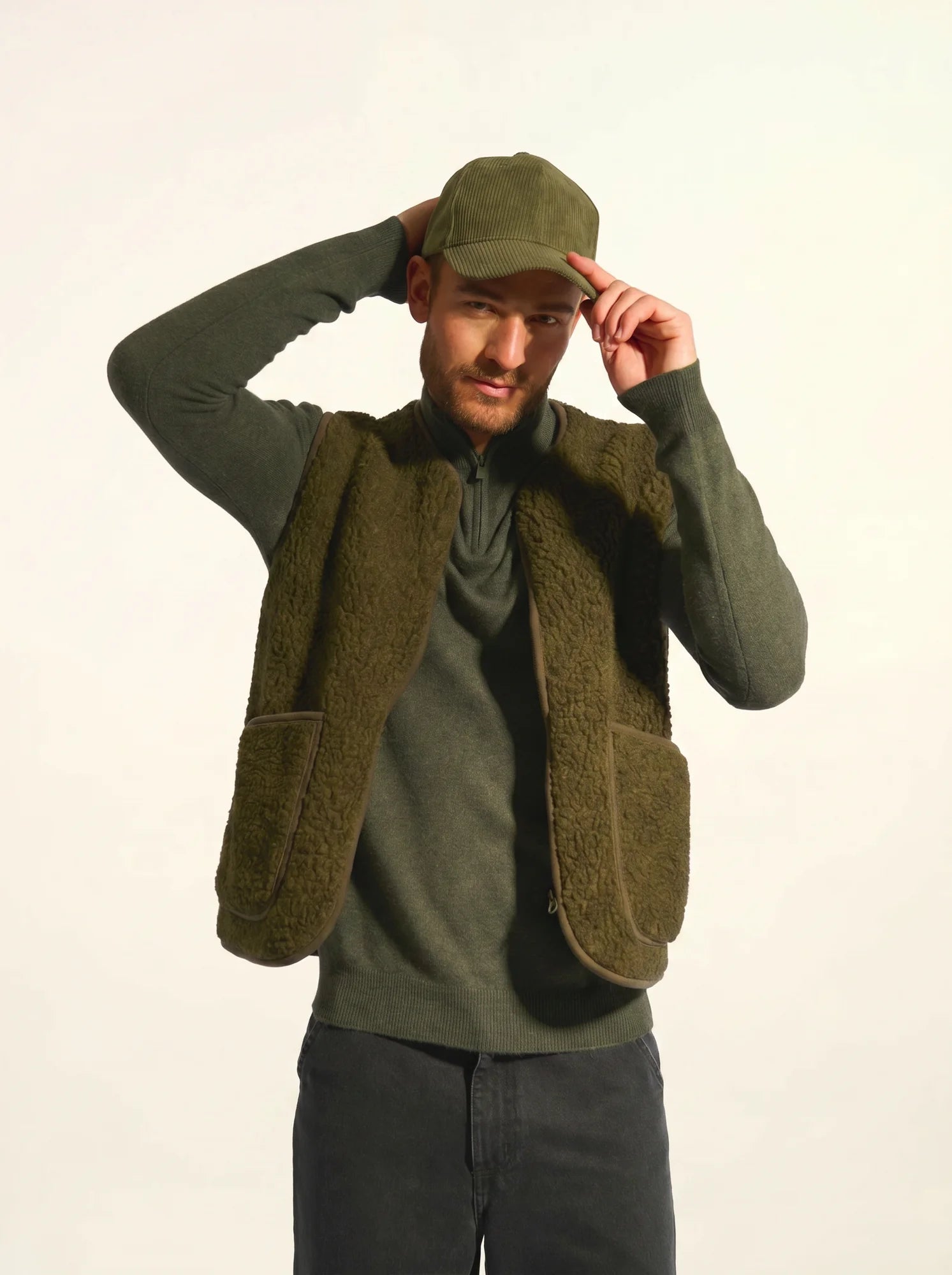 BRADLEY pullover dockermütze khaki meliert