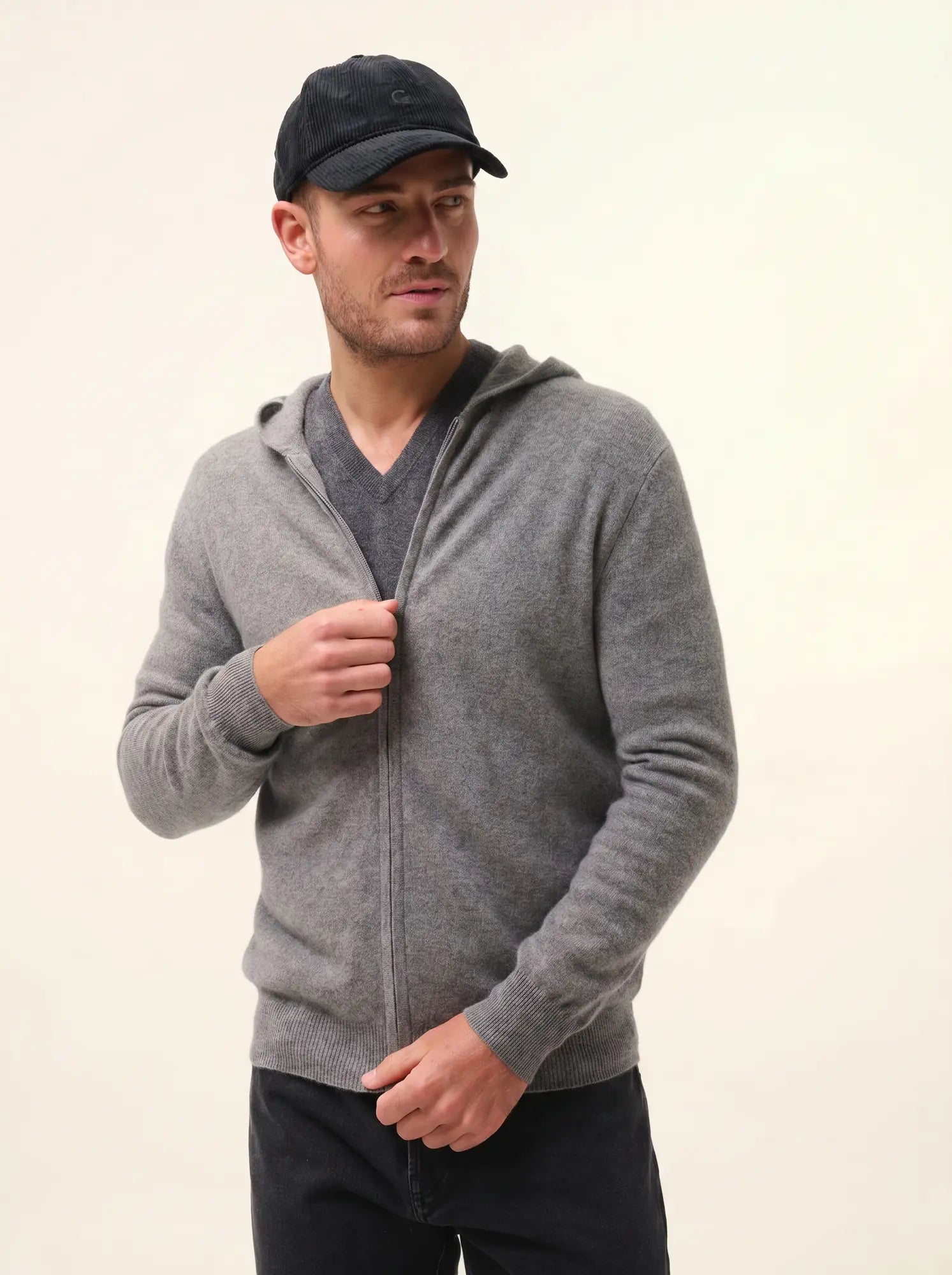 ELLIOT gilet zippé capuche flanelle chiné