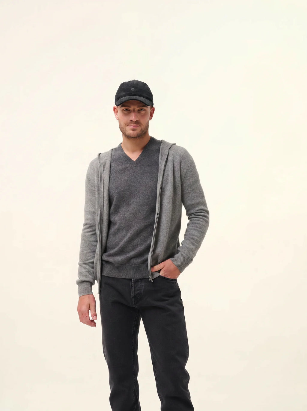 ELLIOT weste mit reissverschluss mit kapuze flanelle meliert