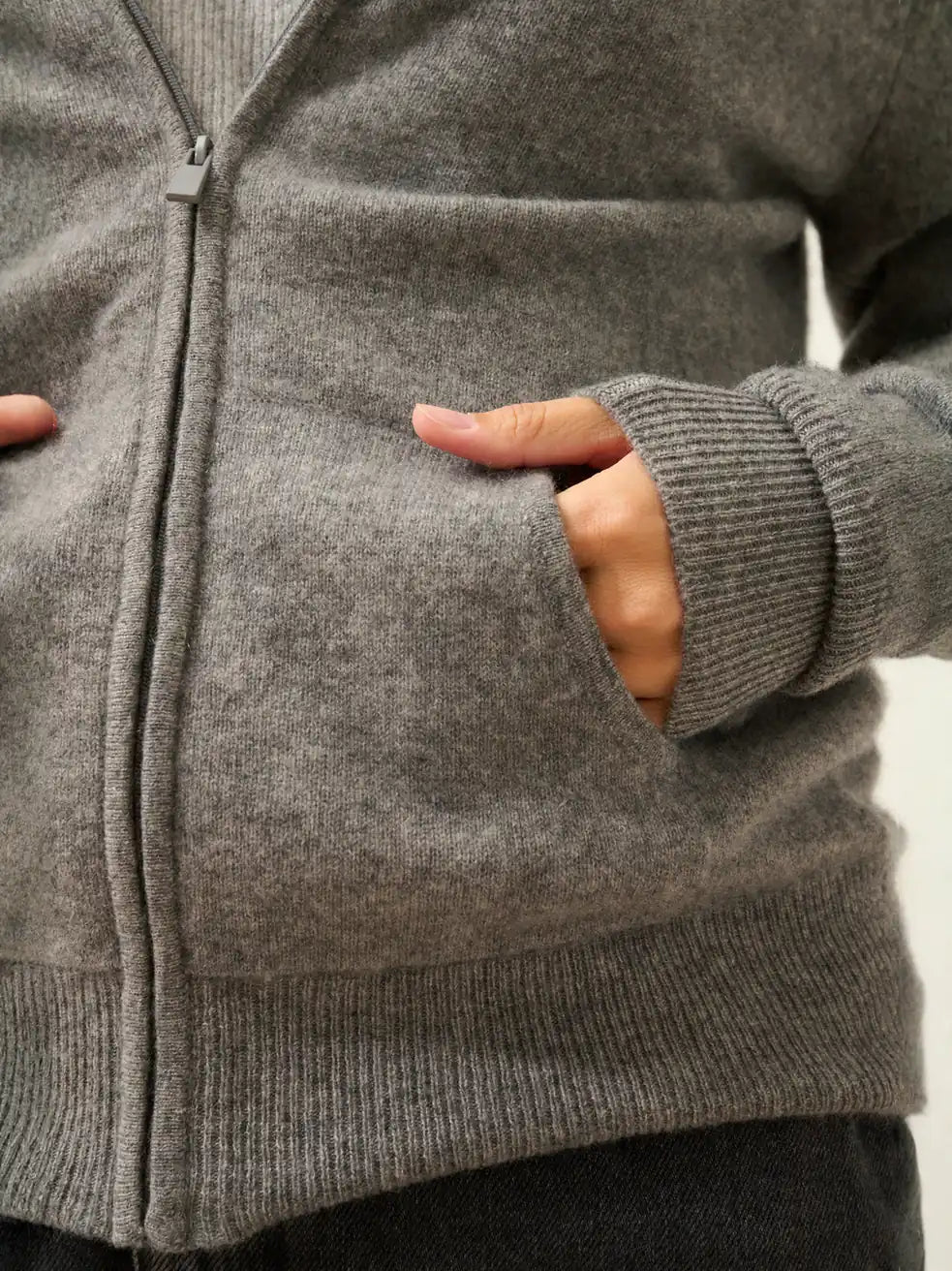 DEBBIE weste mit reissverschluss mit kapuze flanelle meliert