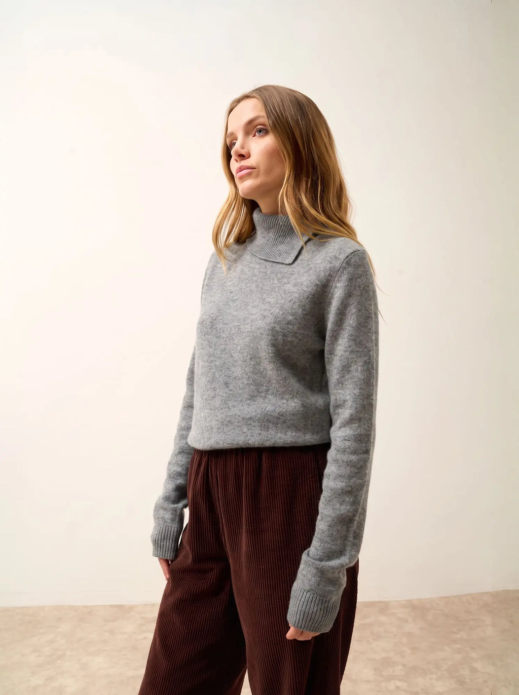 DUNDEE pullover rollkragen geknöpft wolke meliert