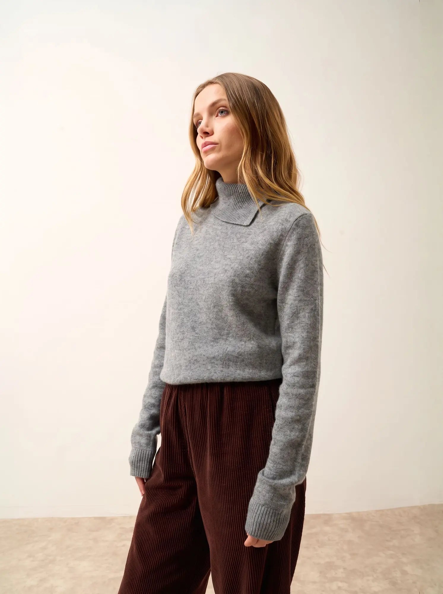 DUNDEE pullover rollkragen geknöpft wolke meliert