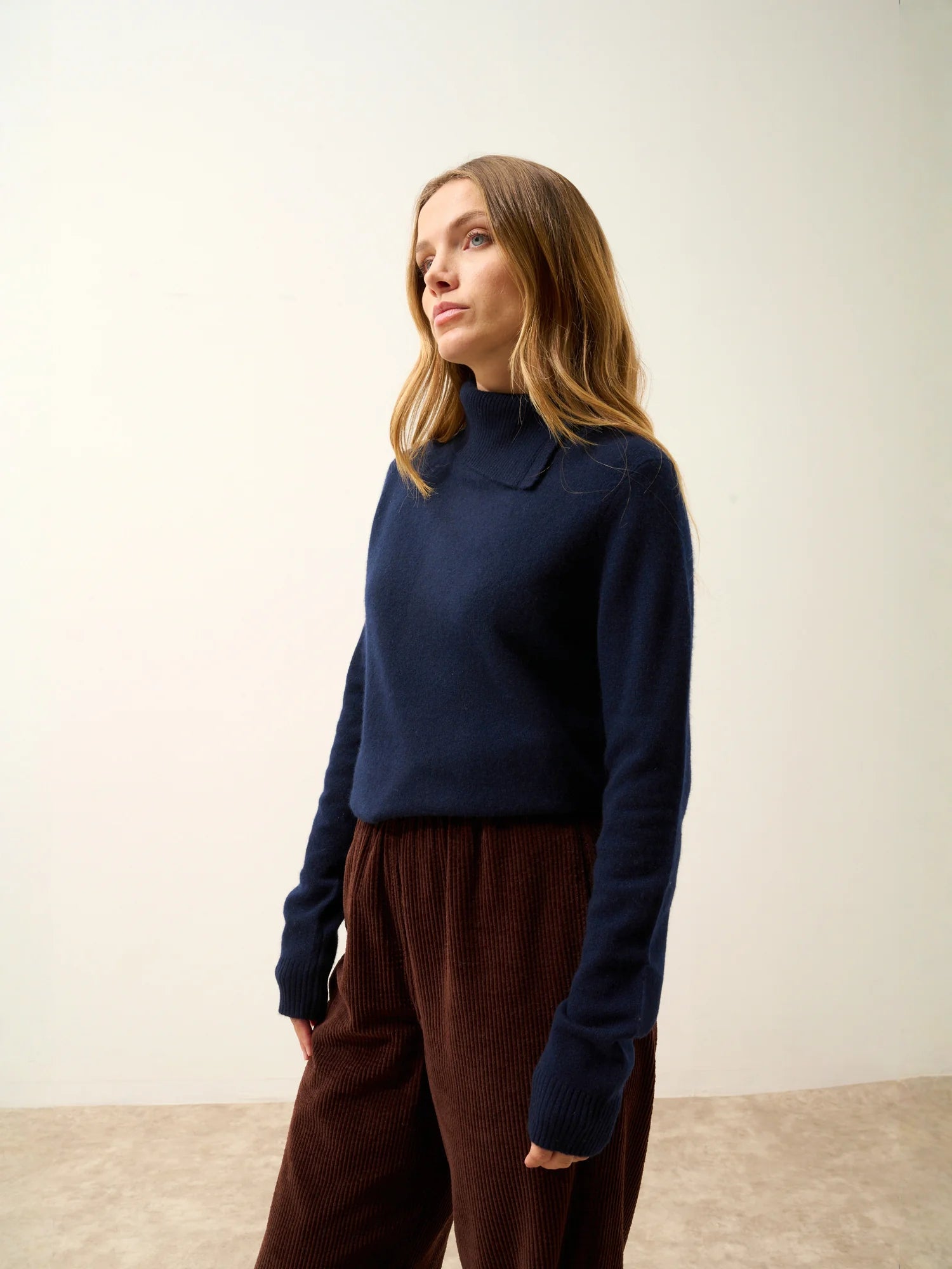 DUNDEE pullover rollkragen geknöpft marineblau