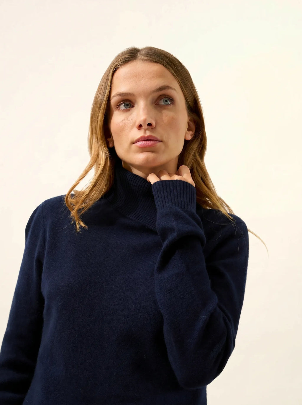 DUNDEE pullover rollkragen geknöpft marineblau