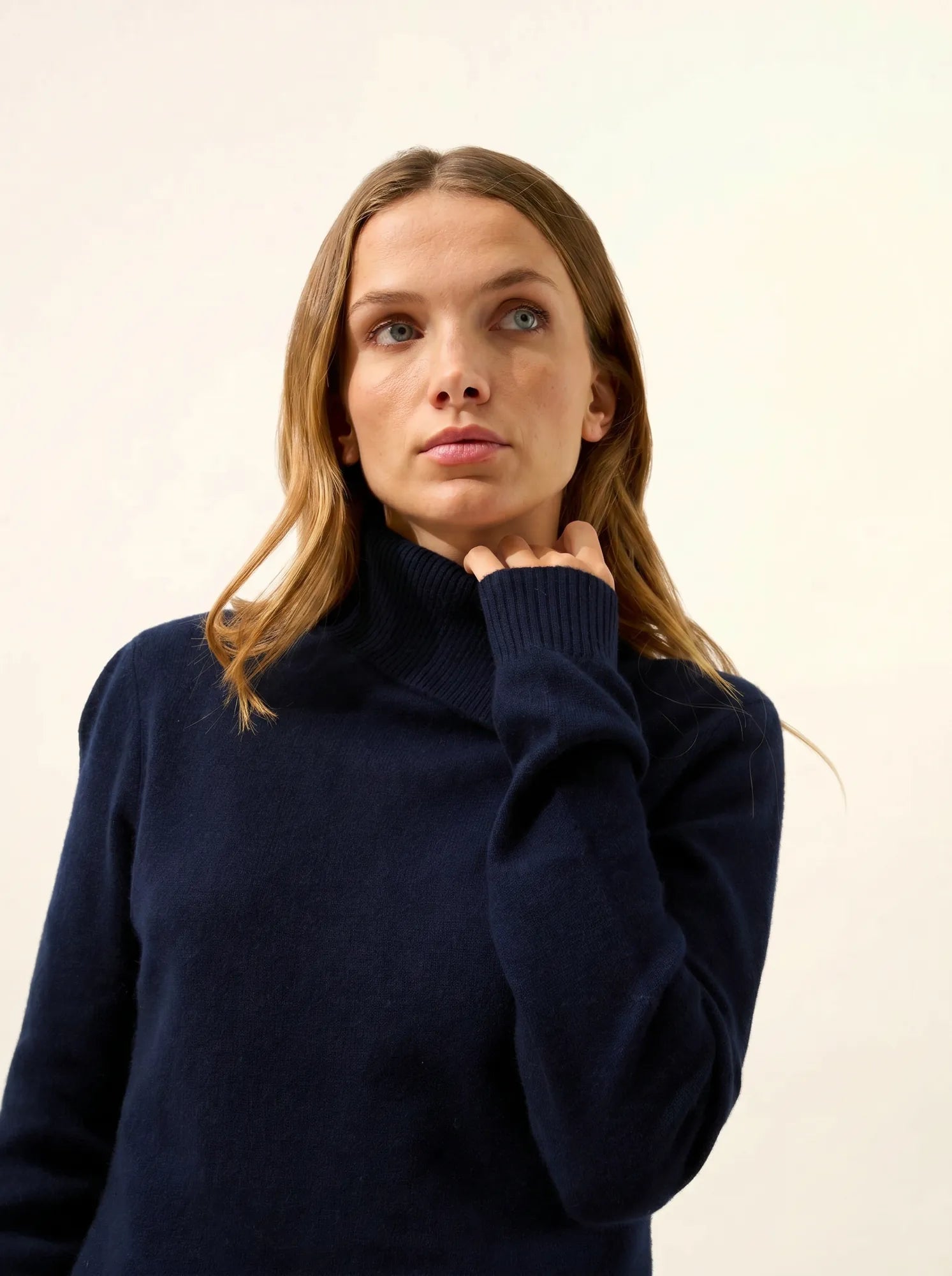 DUNDEE pullover rollkragen geknöpft marineblau