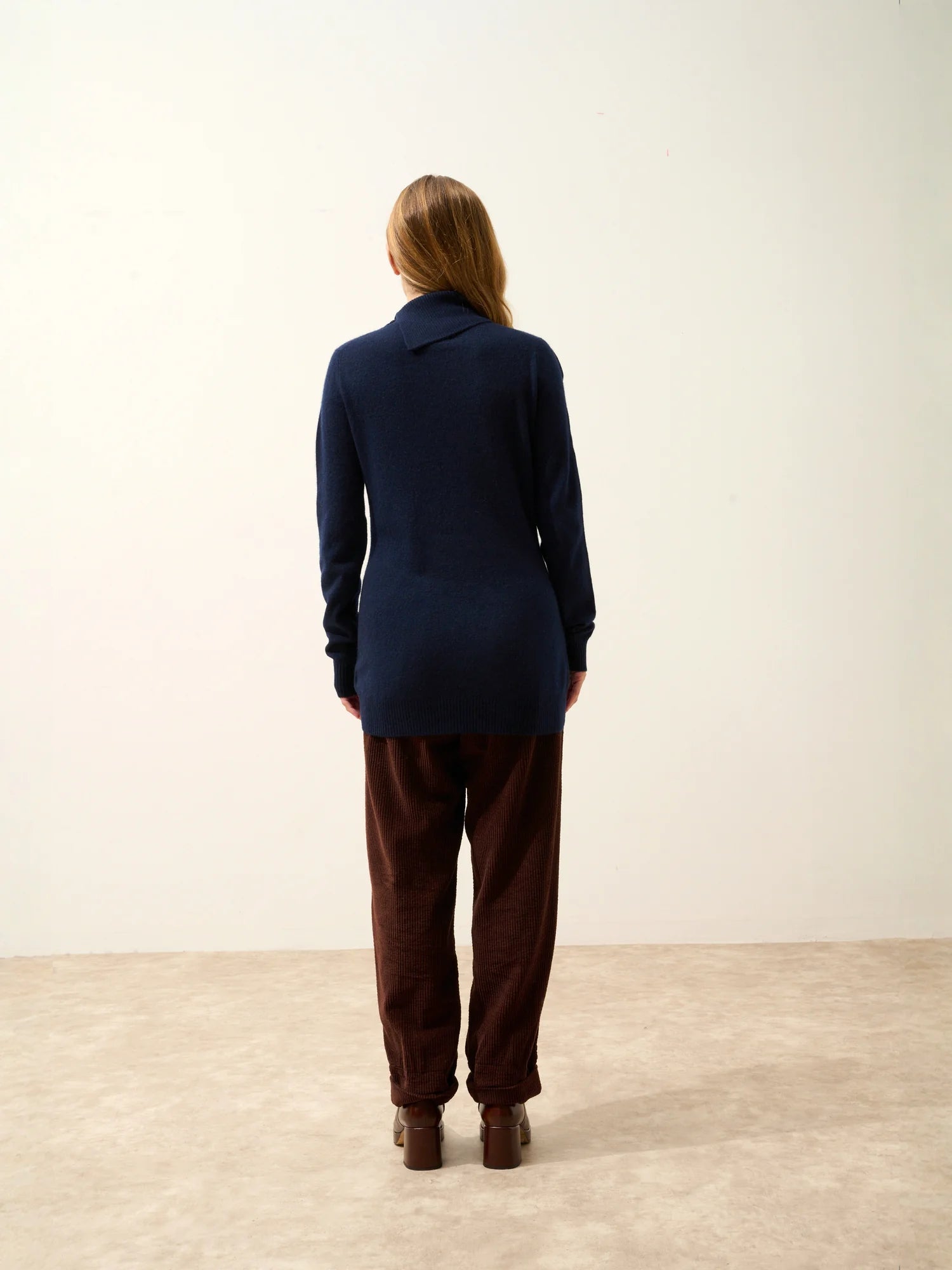 DUNDEE pullover rollkragen geknöpft marineblau