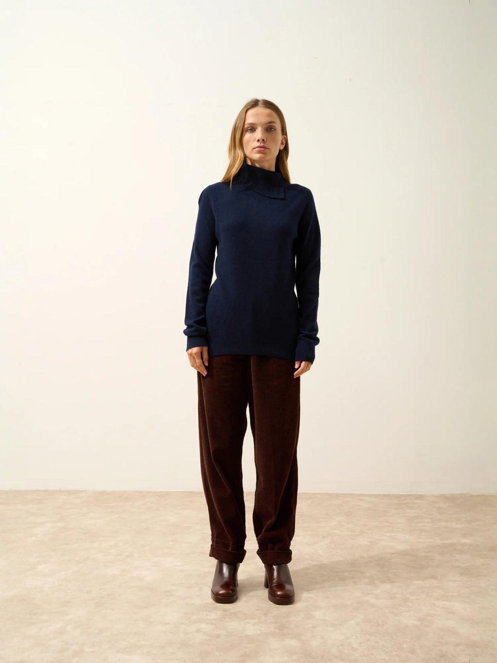 DUNDEE pullover rollkragen geknöpft marineblau