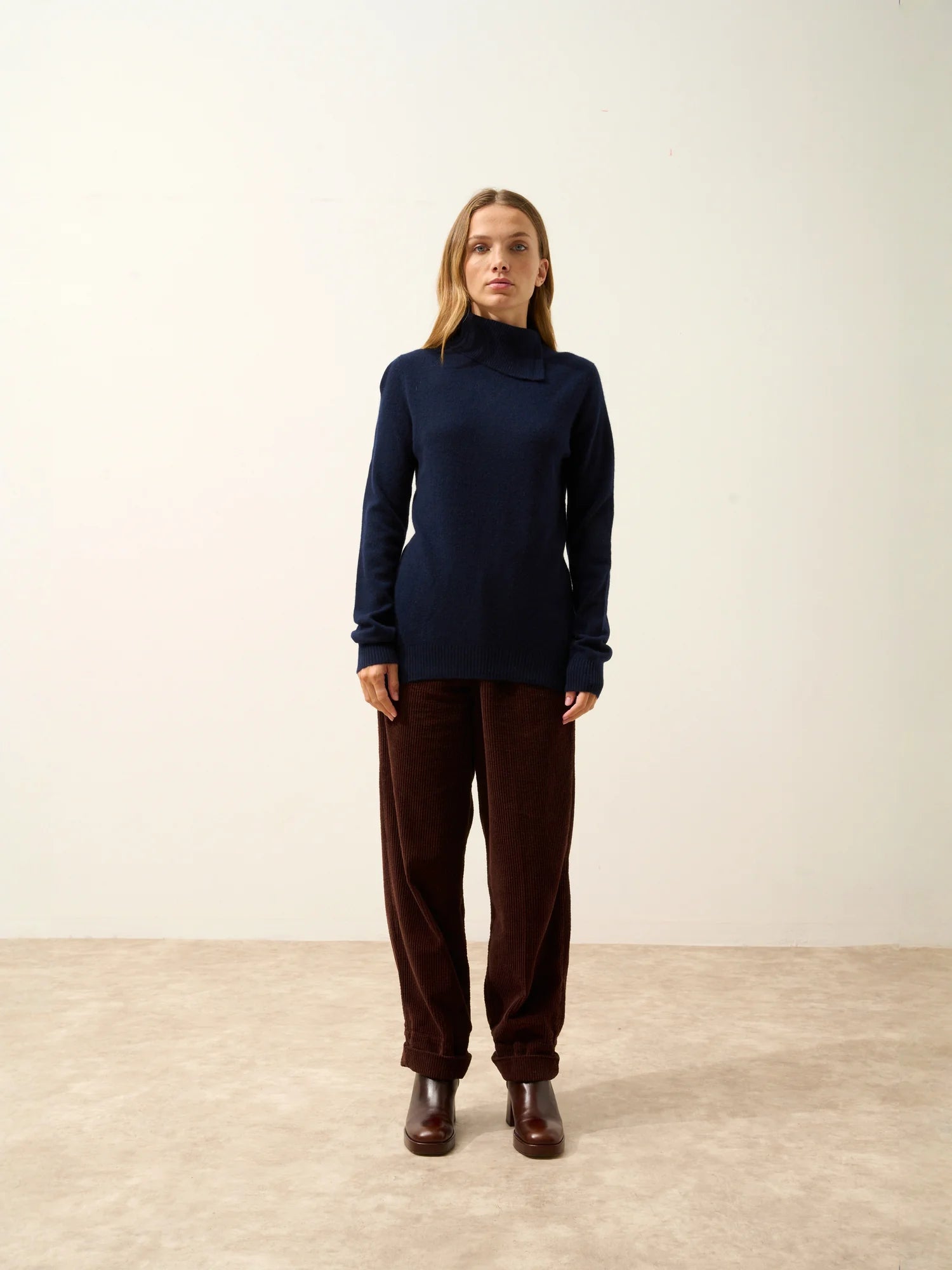 DUNDEE pullover rollkragen geknöpft marineblau