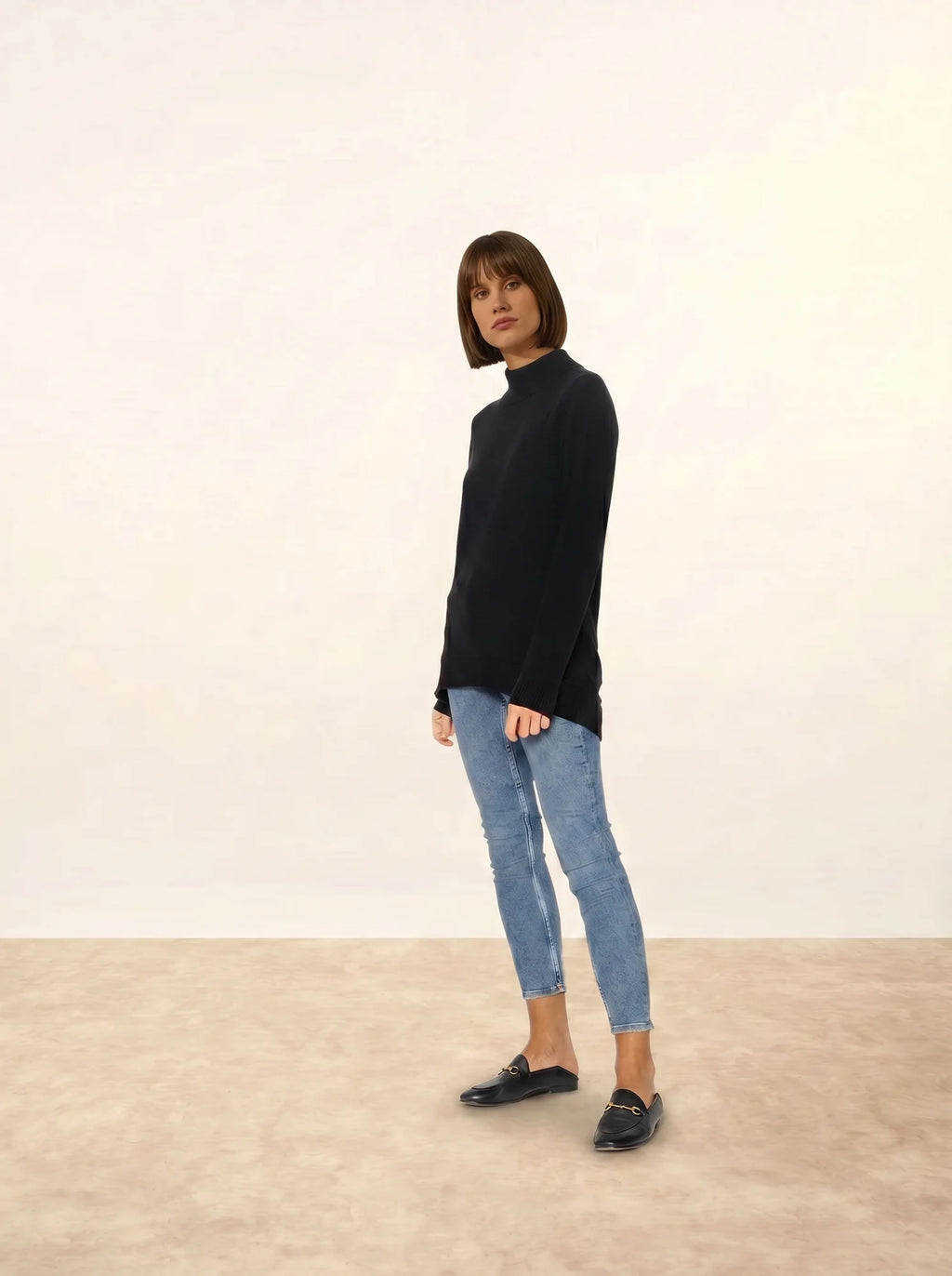 DUNDEE pullover rollkragen geknöpft schwarz