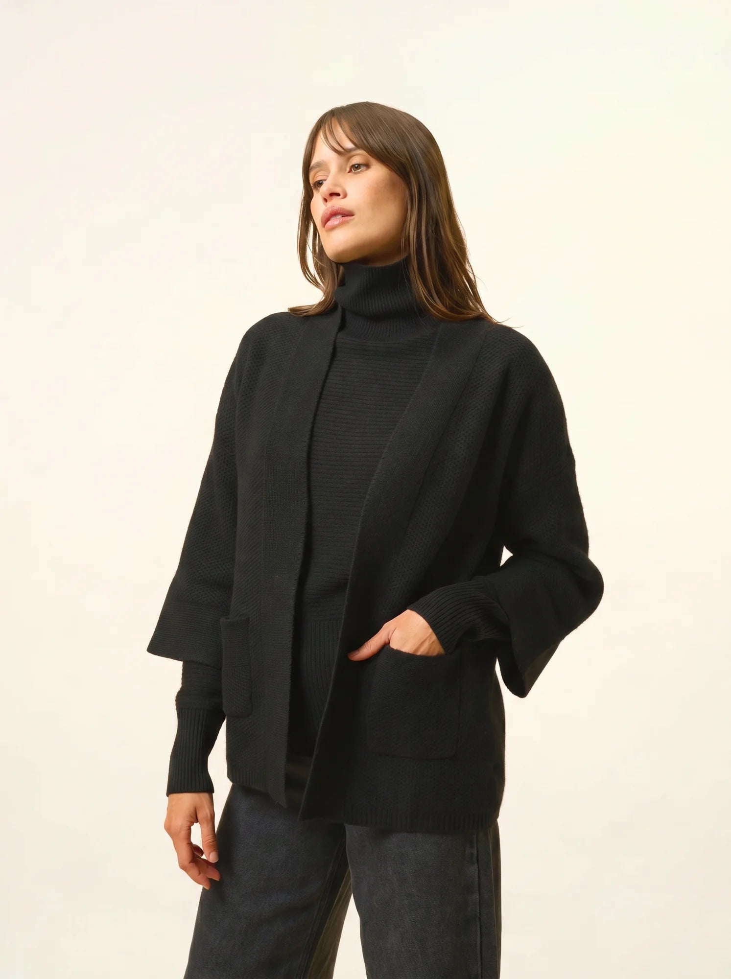 ABOYNE jacke kimono 4-fädig schwarz