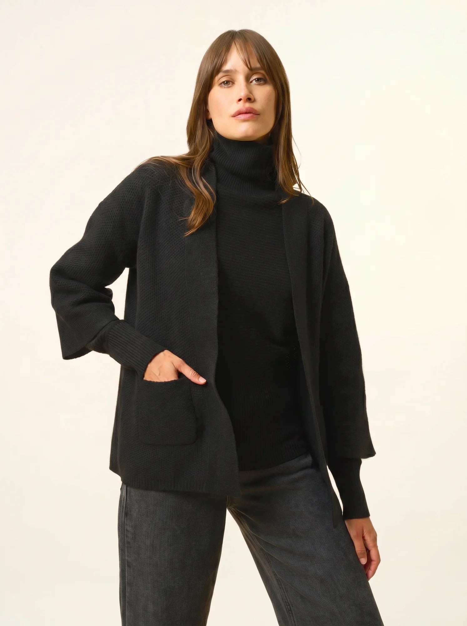 ABOYNE jacke kimono 4-fädig schwarz