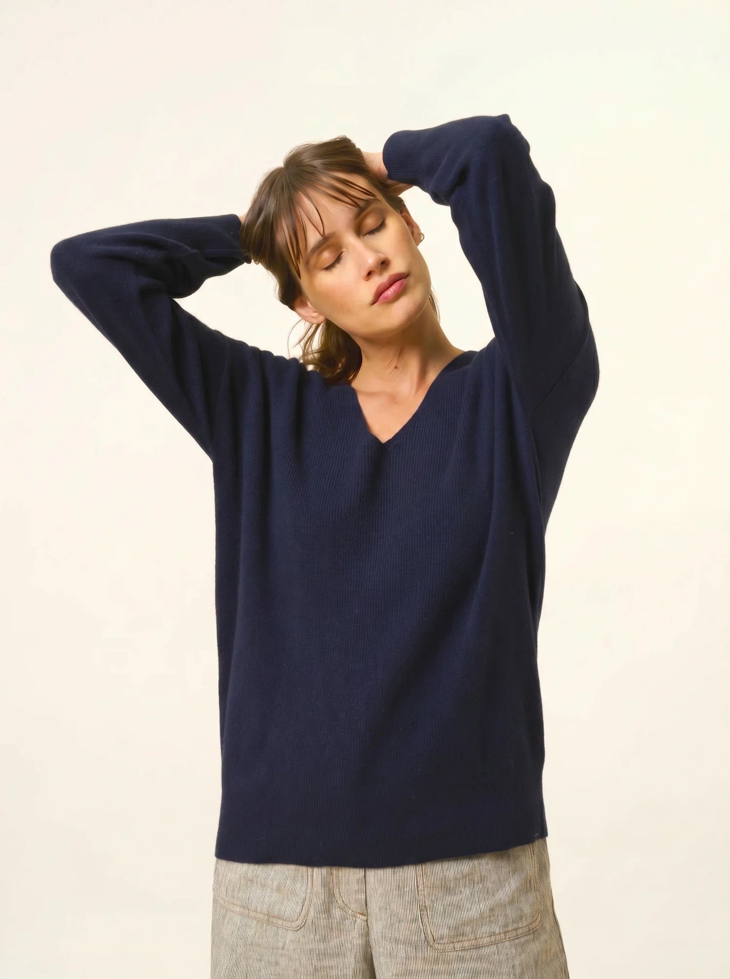 BIRSE pull col V bleu marine