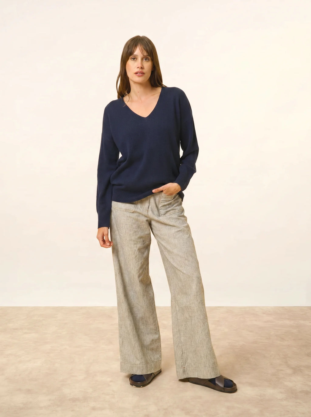 BIRSE pull col V bleu marine