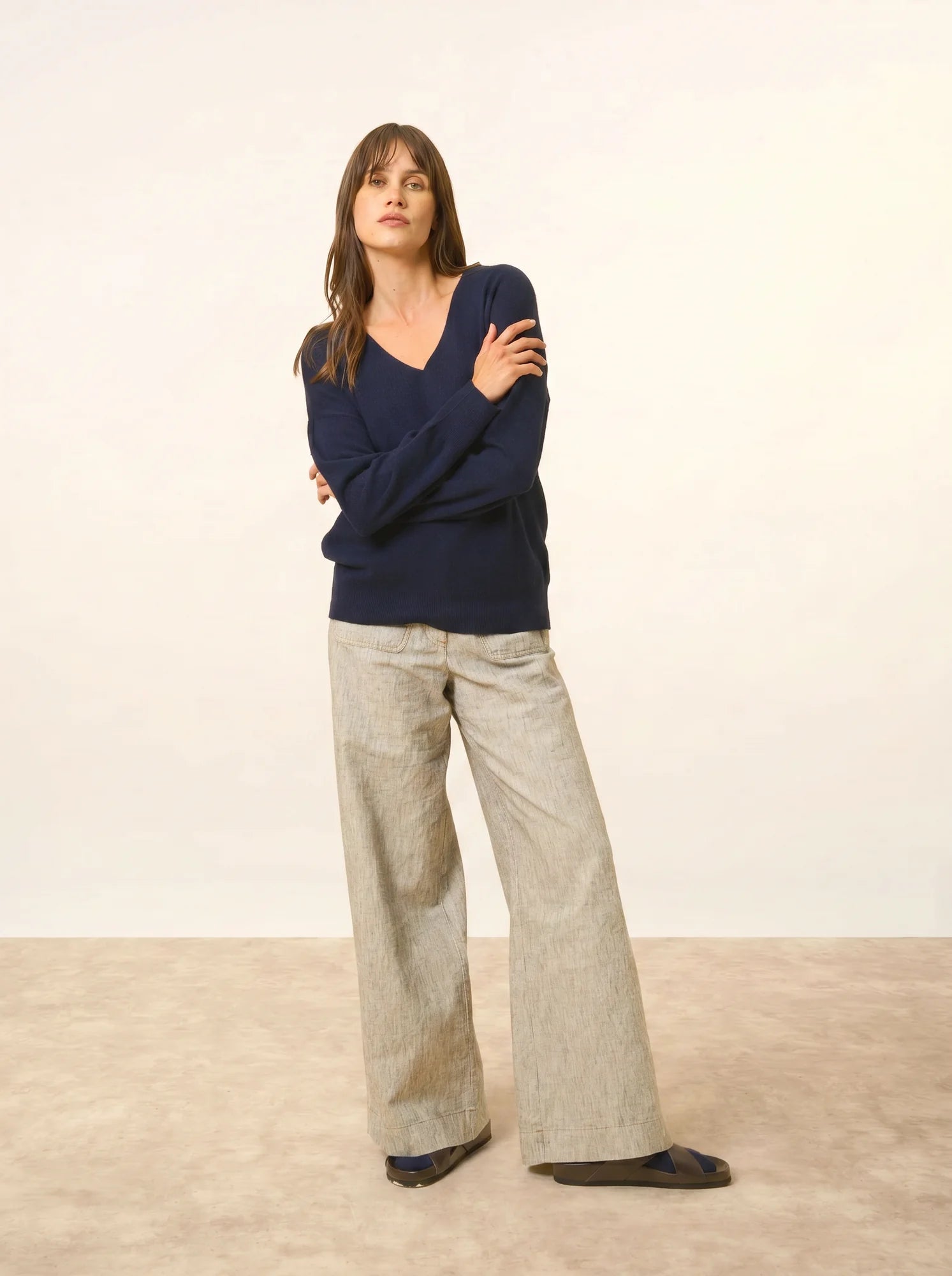 BIRSE pull col V bleu marine