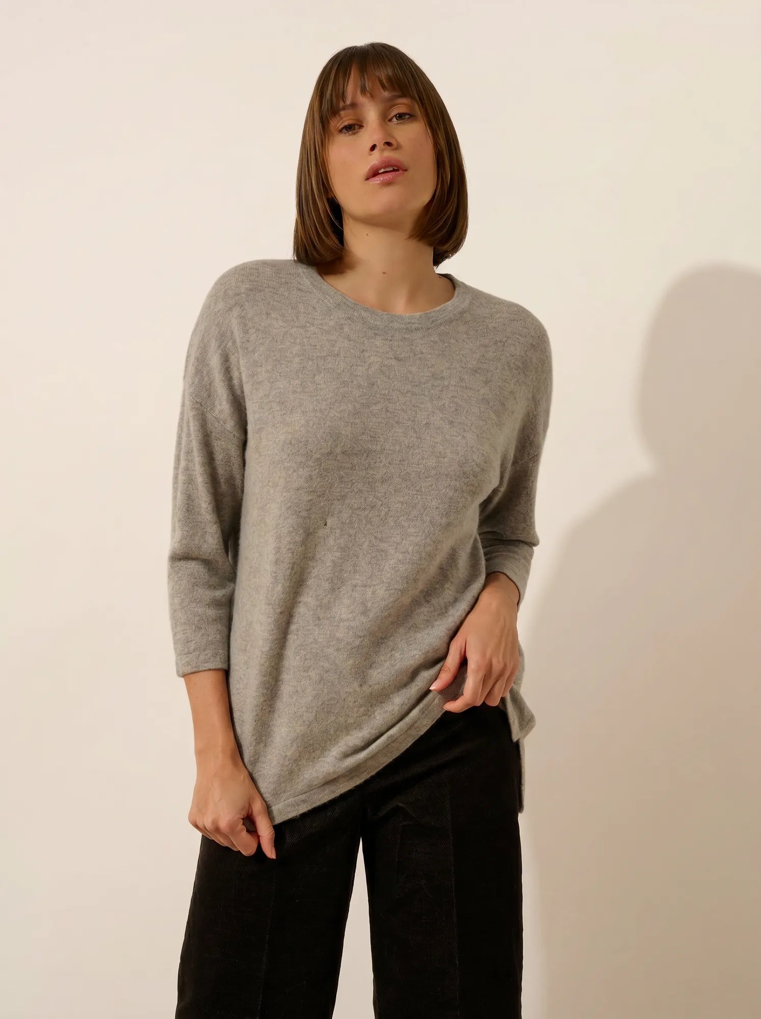 CLATTIE pullover rundhalsausschnitt wolke meliert