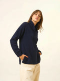 MELROSE pullover stehkragen kordelzug seitenschlitze marineblau