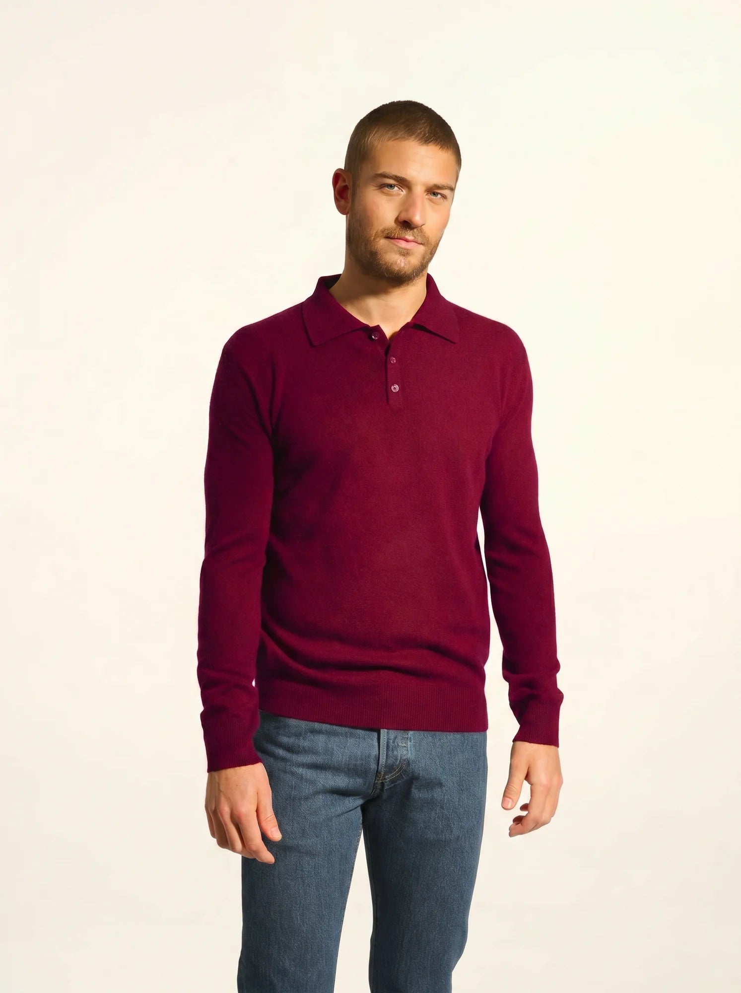 DOUGLAS poloshirt langarm bordeaux