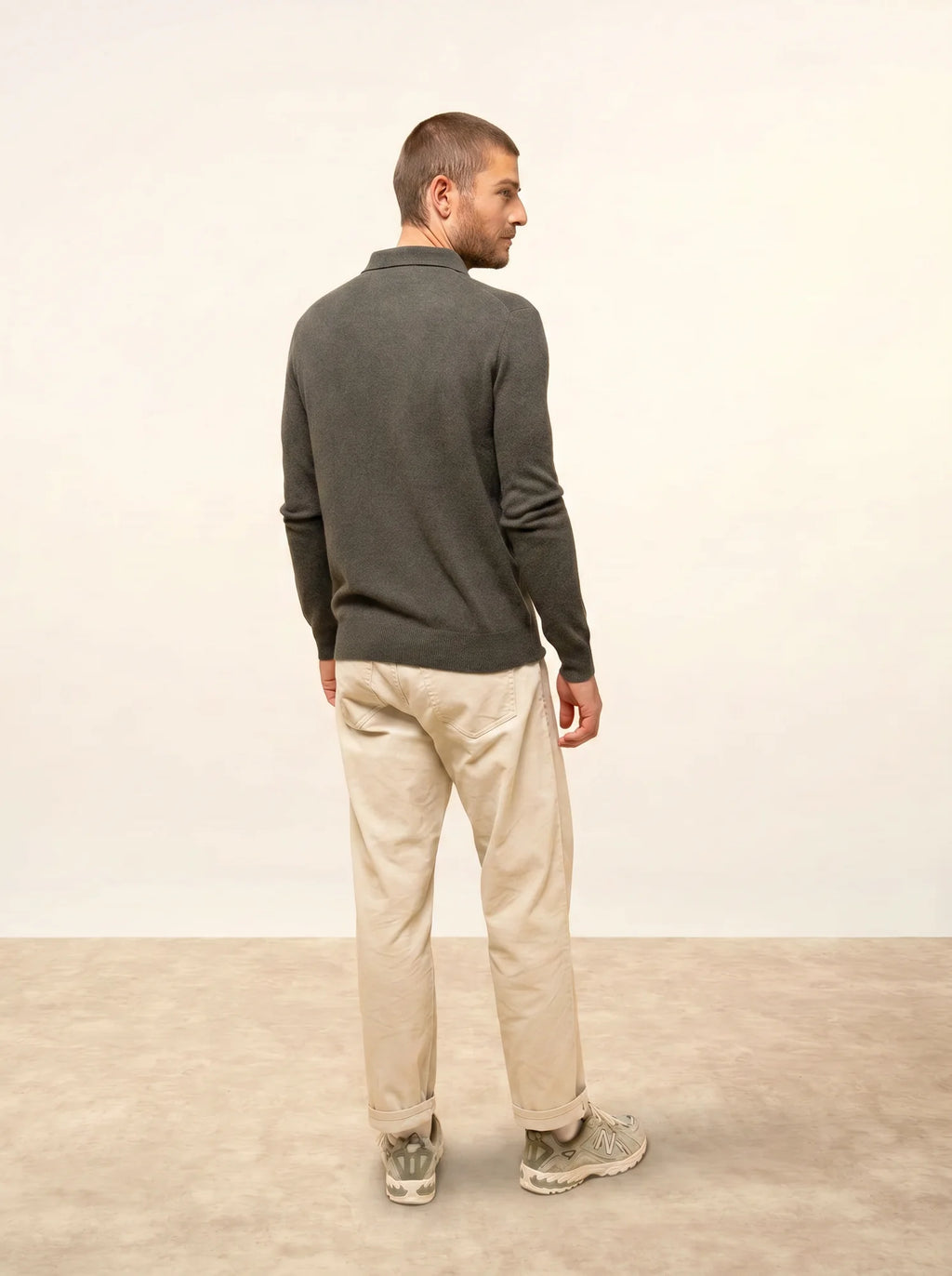 DOUGLAS poloshirt langarm khaki meliert