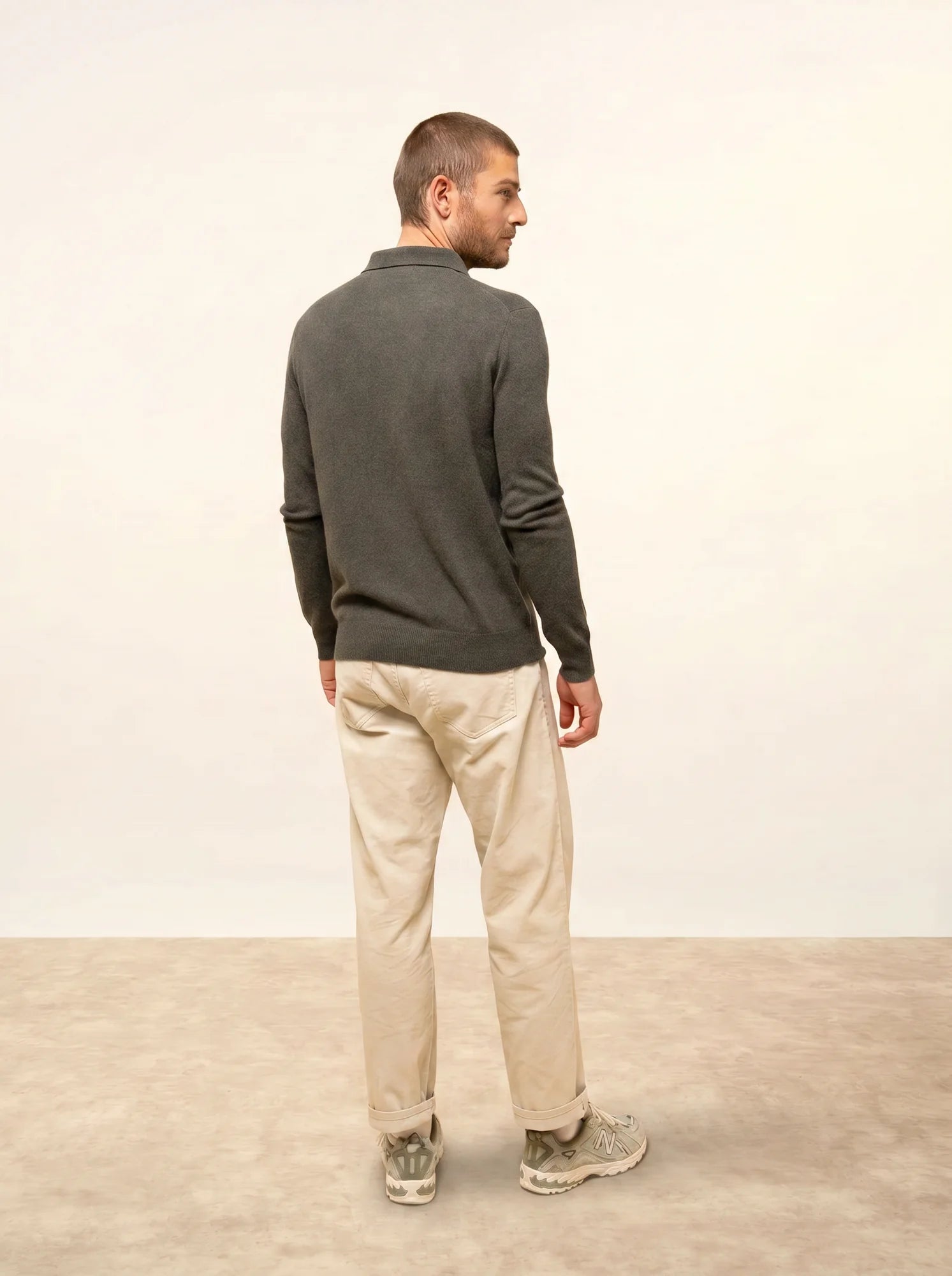 DOUGLAS polo manches longues kaki chiné