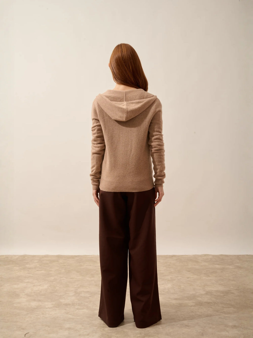 DEBBIE weste mit reissverschluss mit kapuze camel meliert