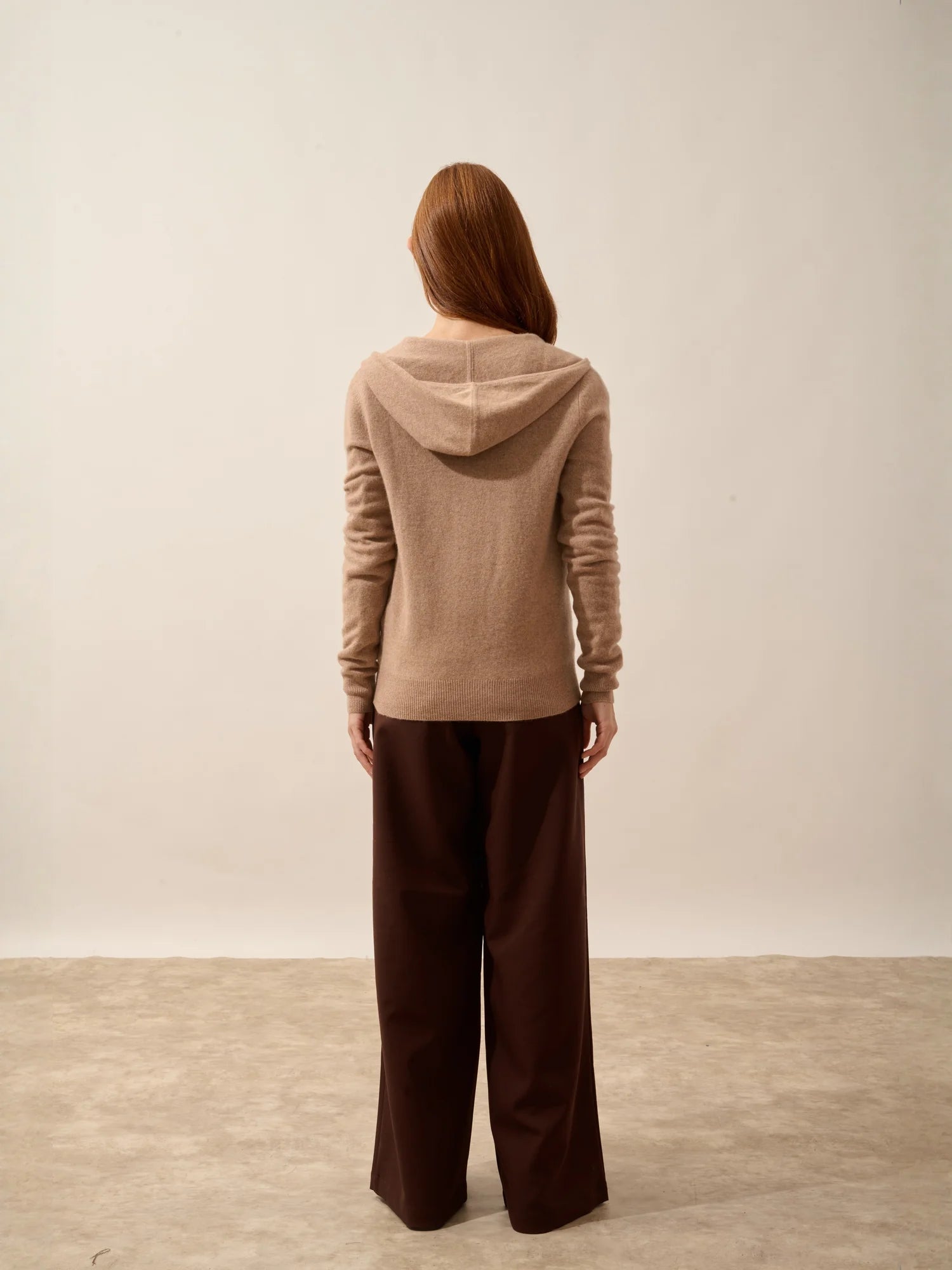 DEBBIE weste mit reissverschluss mit kapuze camel meliert