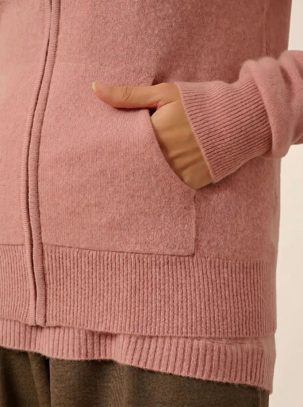 DEBBIE weste mit reissverschluss mit kapuze bois de rosa