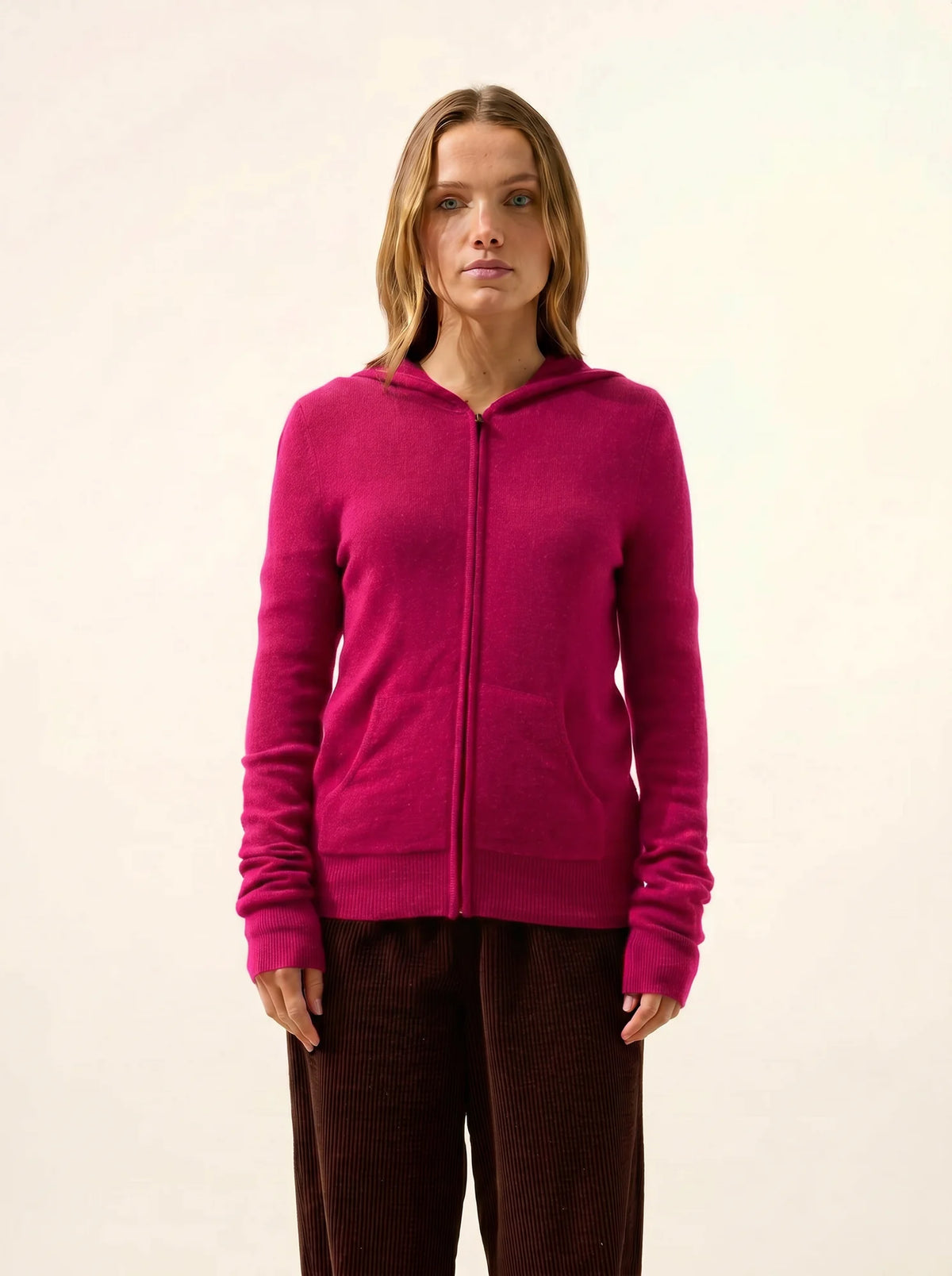 DEBBIE Vest Zipped Hooded Fuchsia