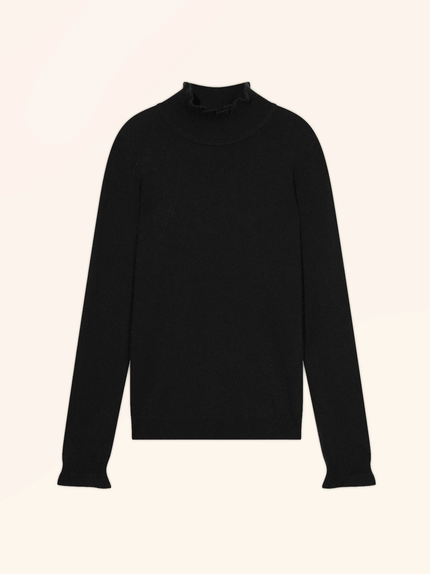 TRILA pullover stehkragen volant schwarz