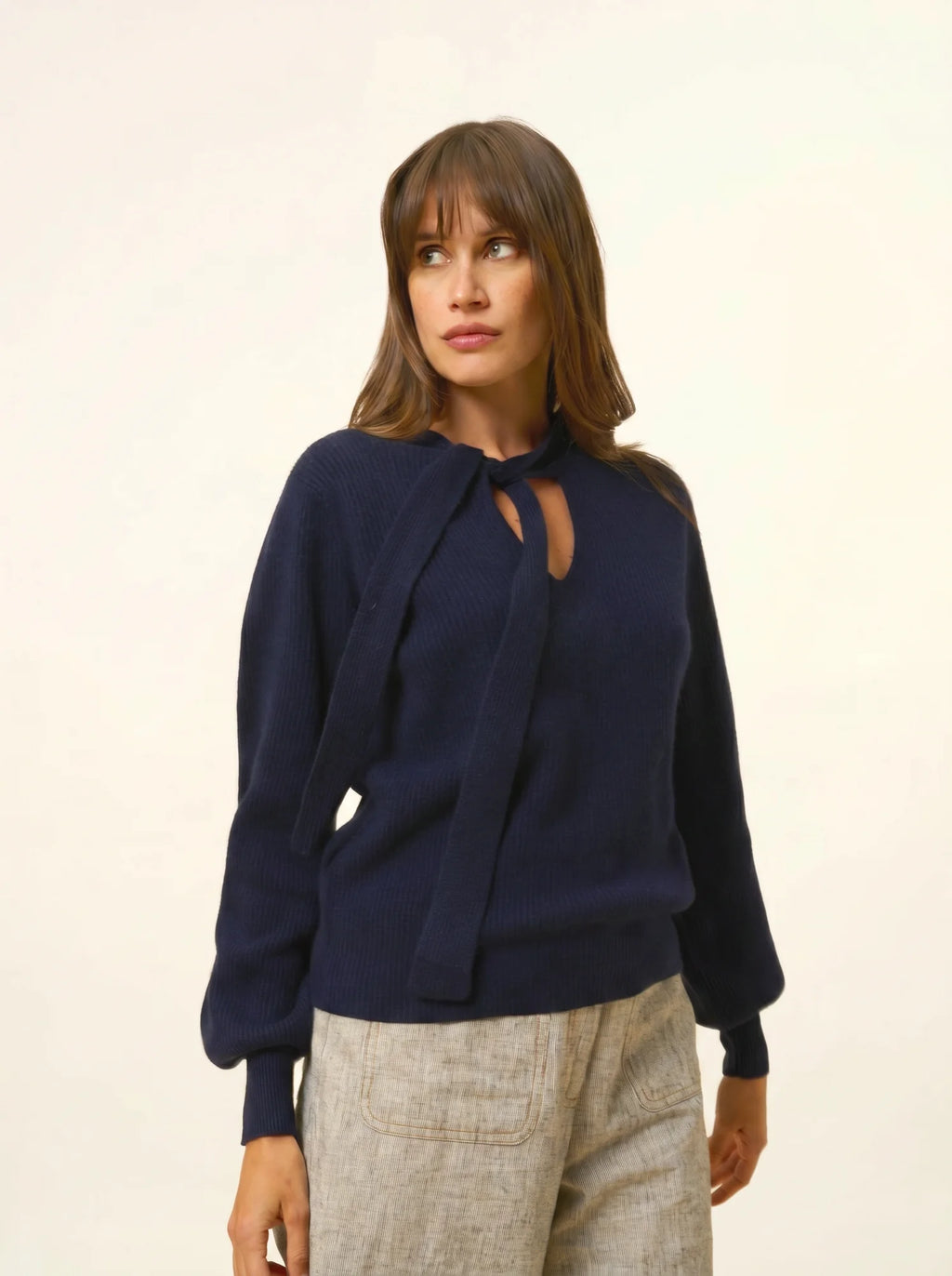 NOTY pullover col lavallière marineblau