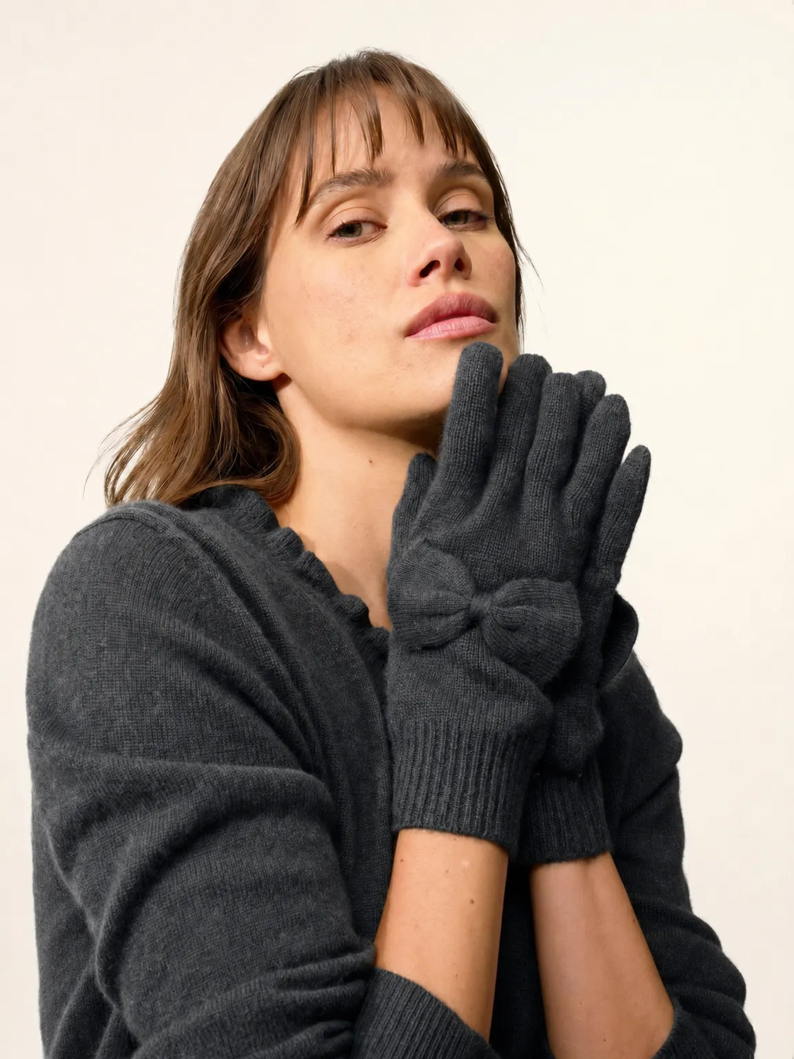 LUCY gants 4 fils anthracite chiné