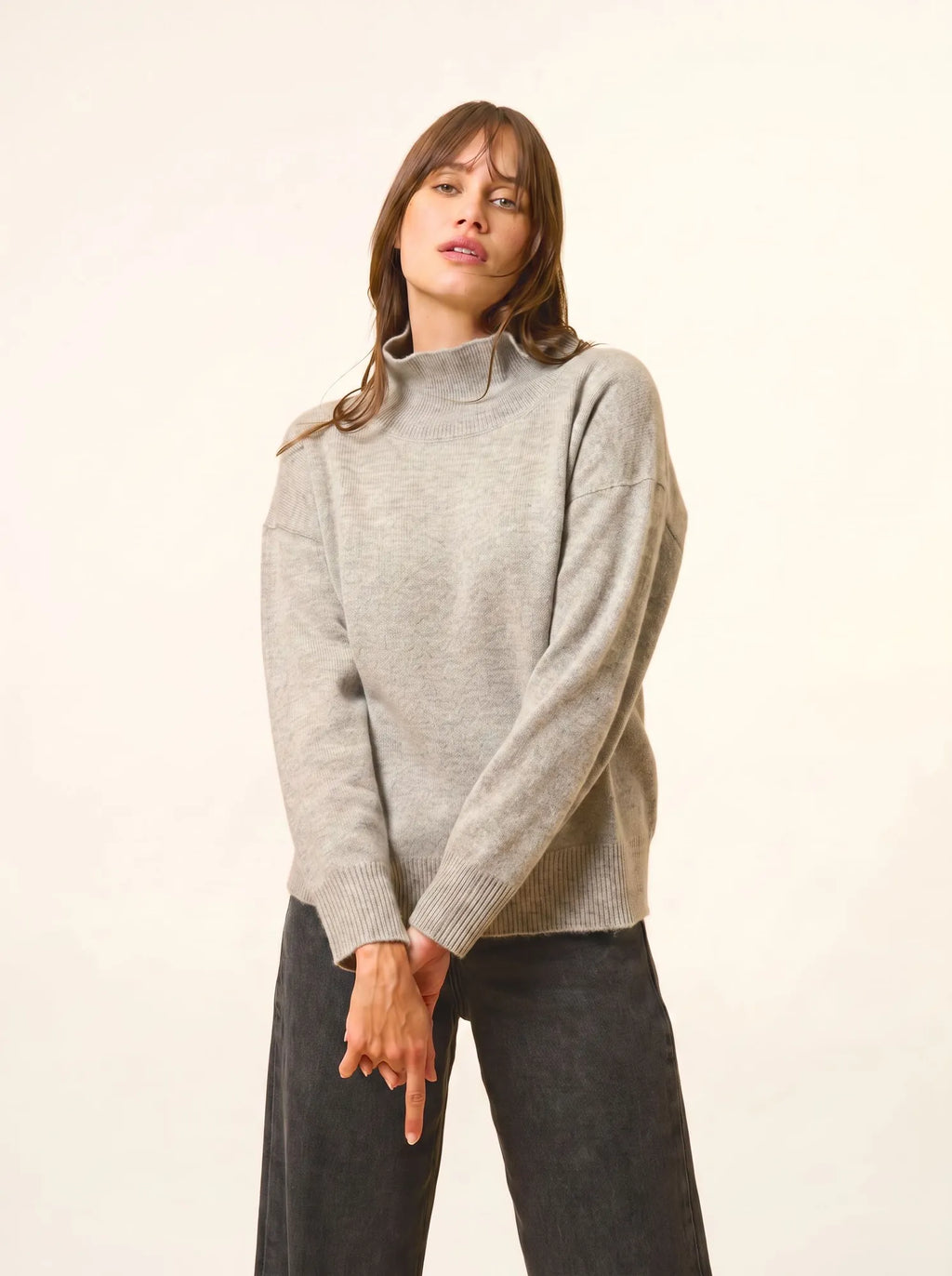 ROMY pull col montant 4 fils nuage chiné