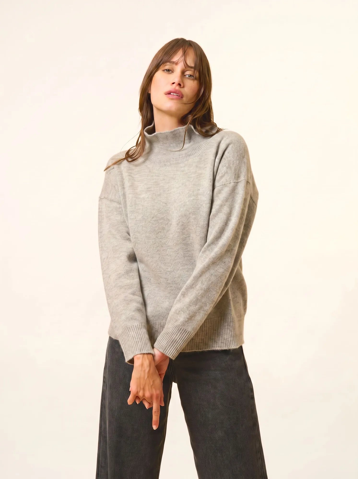 ROMY pull col montant 4 fils nuage chiné