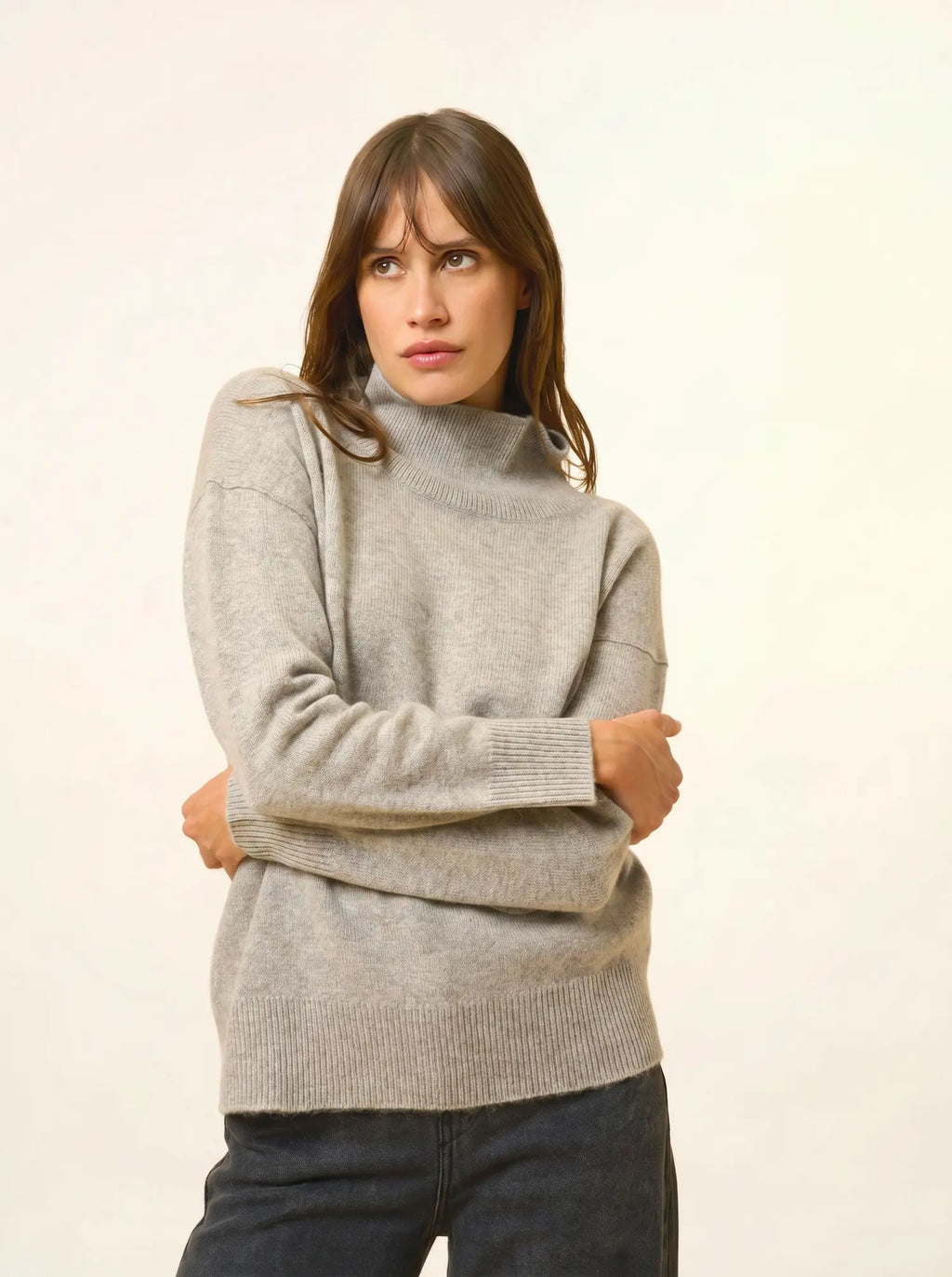 ROMY pull col montant 4 fils nuage chiné