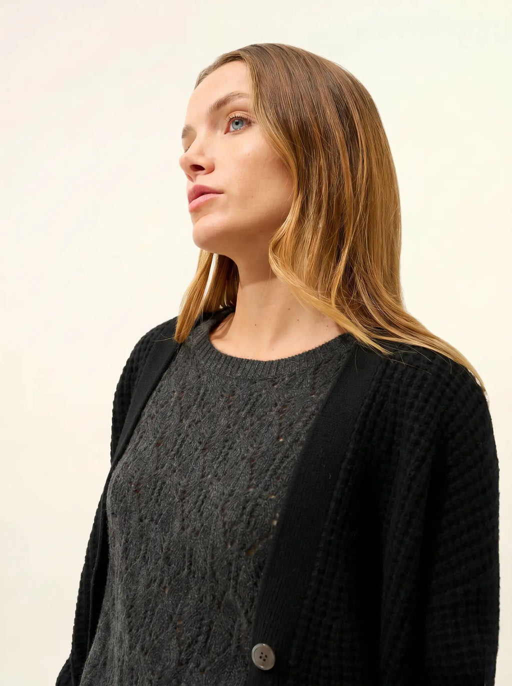 CLARA strickjacke v-ausschnitt 6-fädig schwarz