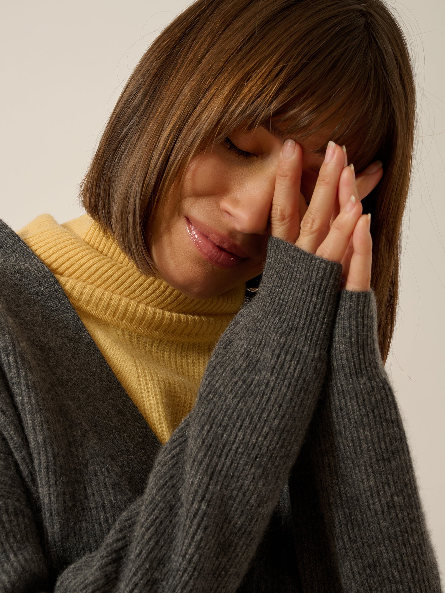 ADELE cardigan col v anthracite chiné