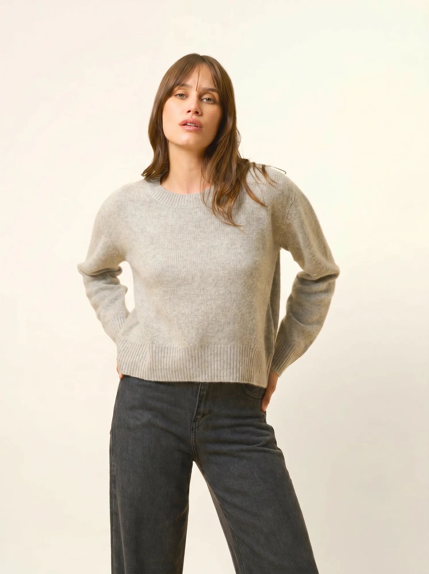 MARGAUX pullover rundhalsausschnitt 6-fädig wolke meliert