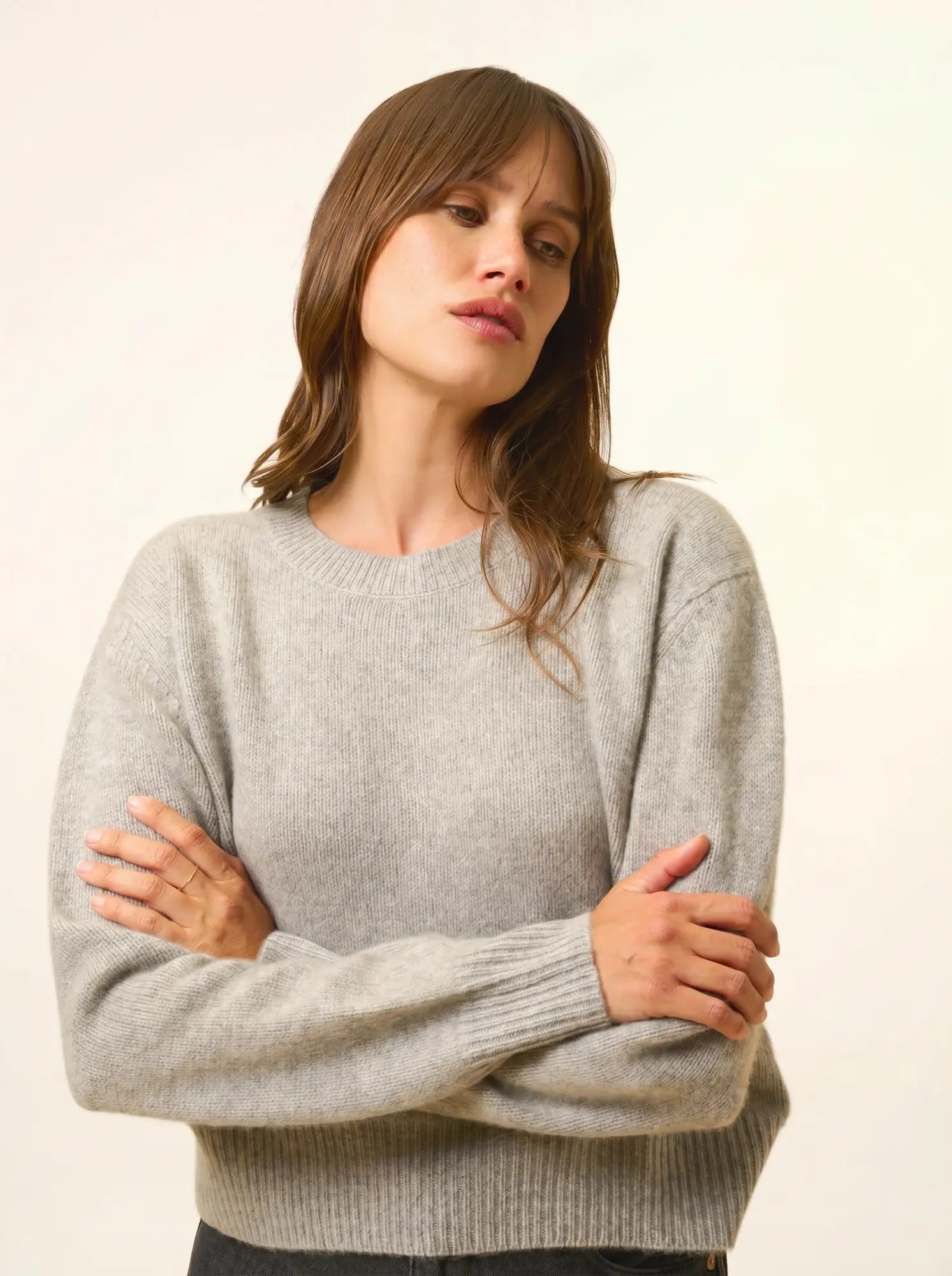 MARGAUX pullover rundhalsausschnitt 6-fädig wolke meliert