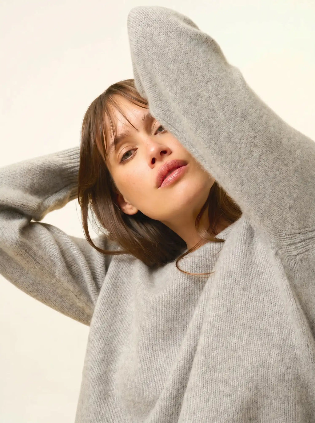 MARGAUX pullover rundhalsausschnitt 6-fädig wolke meliert
