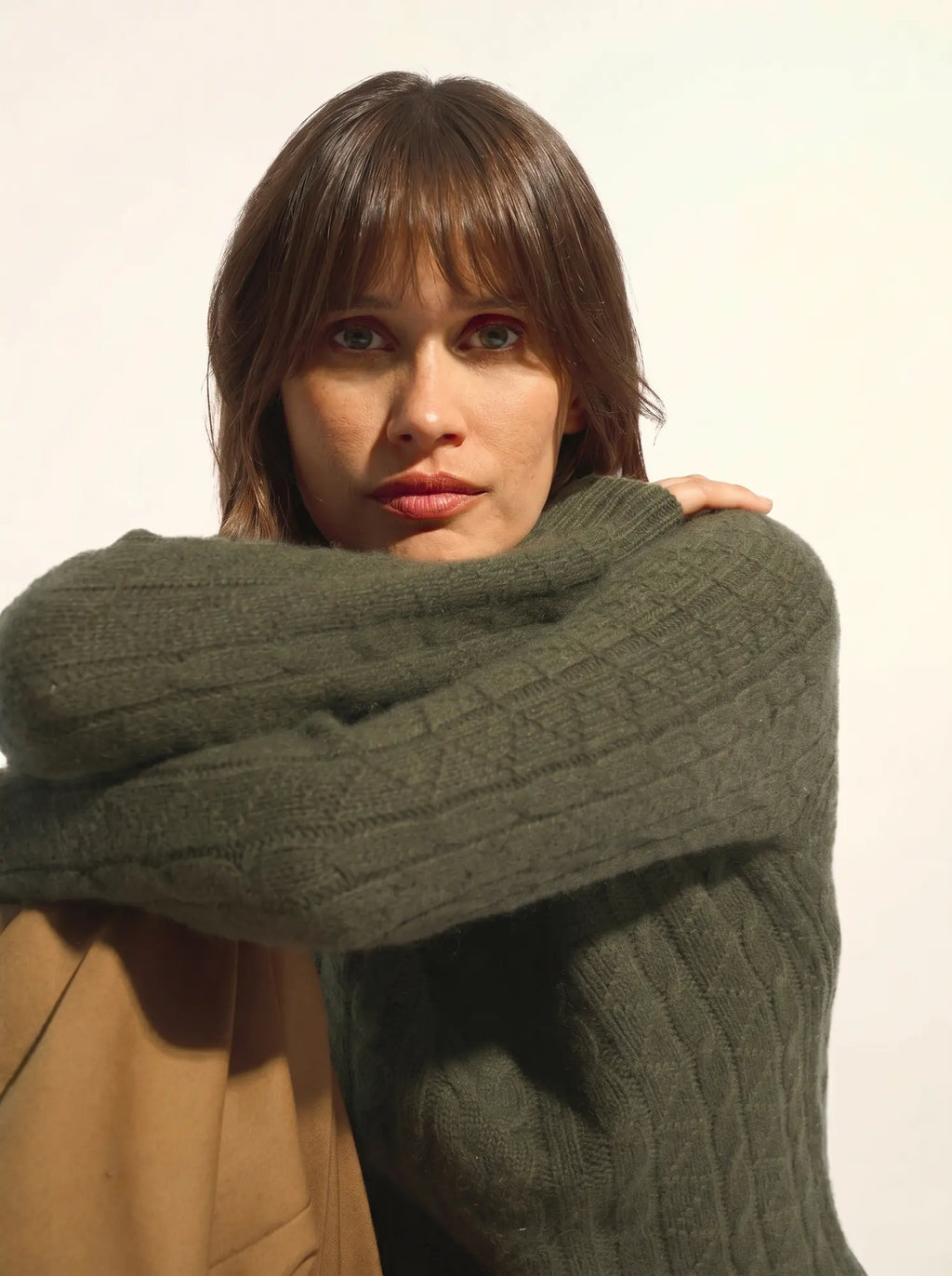 OLIVIA pullover rundhalsausschnitt 8-fädig khaki