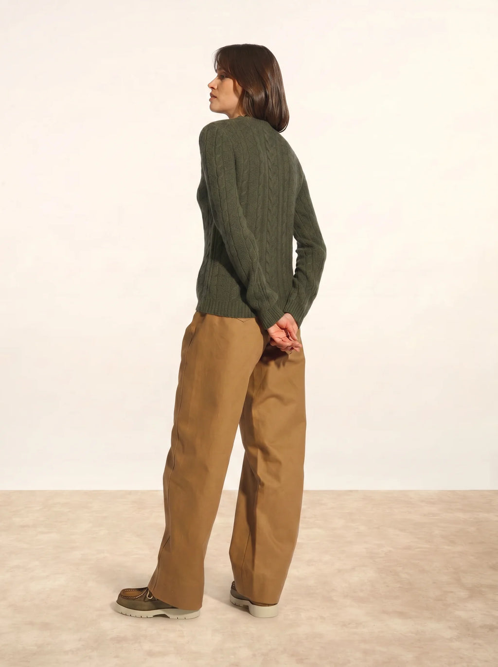 OLIVIA pullover rundhalsausschnitt 8-fädig khaki