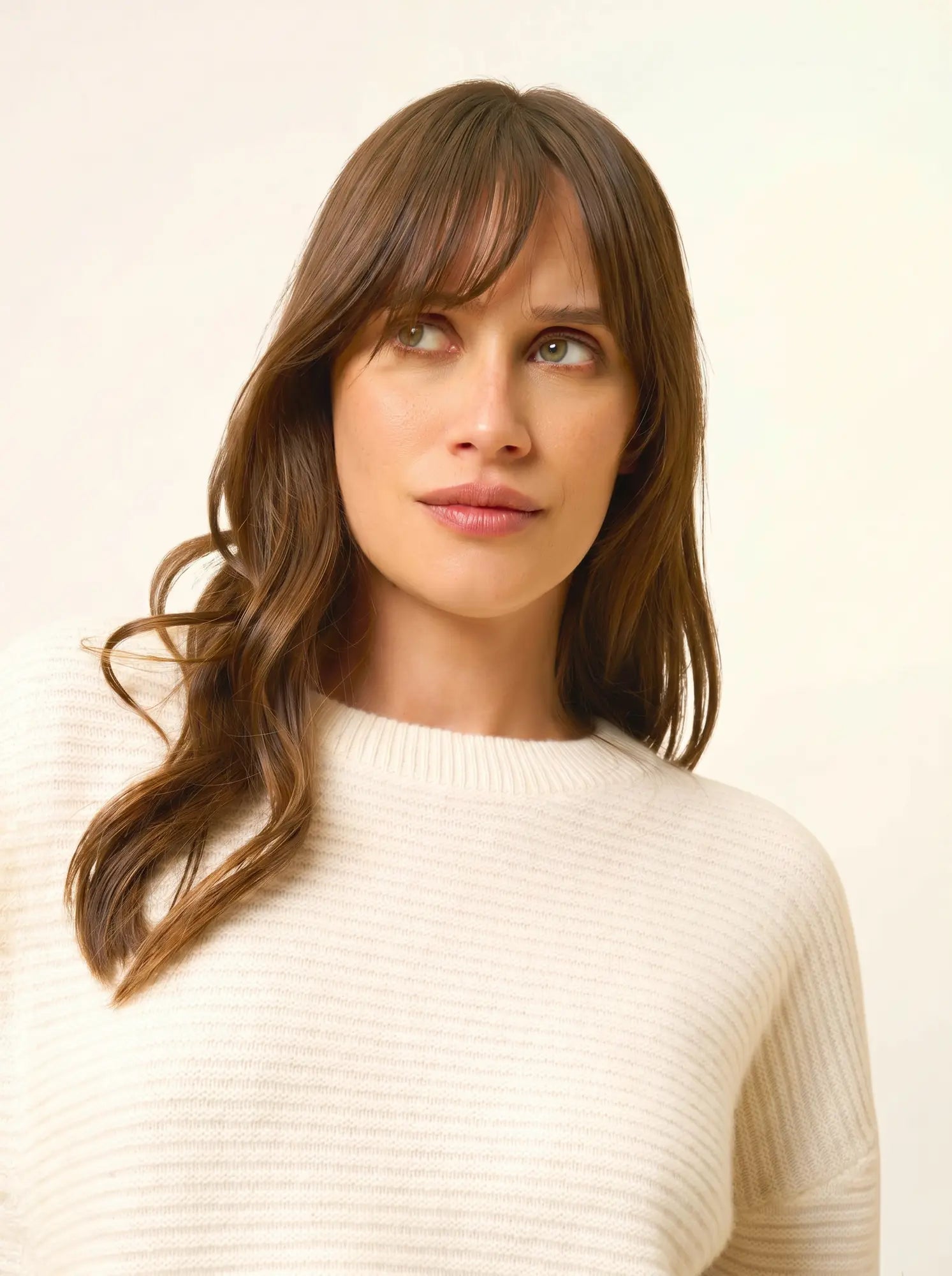 LOUNA pull col rond 4 fils neige