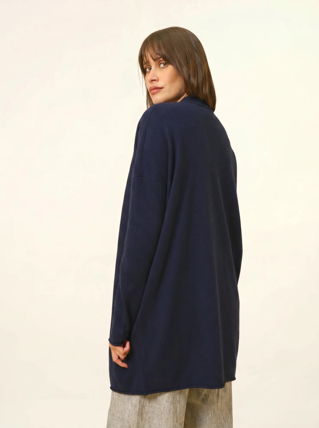 MADDIE jacke lang offen schalkragen marineblau