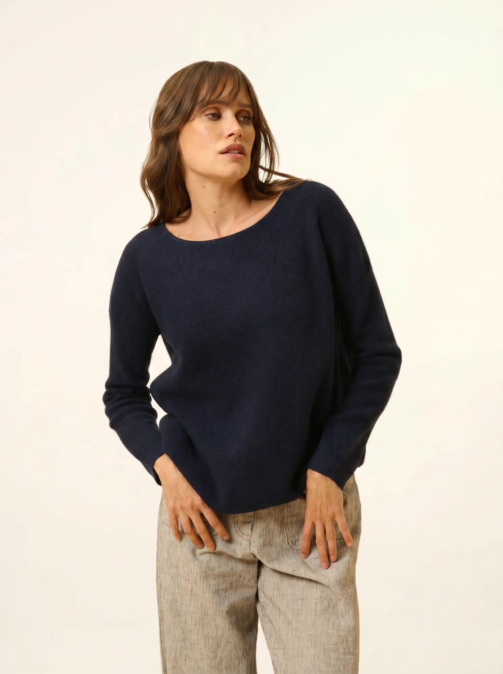 ARIANA pullover u-boot-ausschnitt marineblau