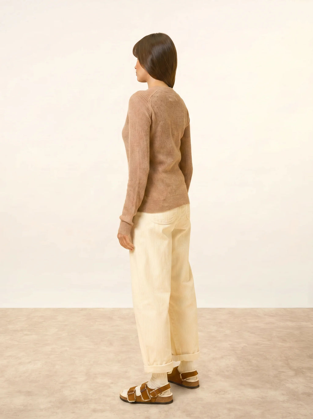 CALLIE pullover rundhalsausschnitt camel meliert