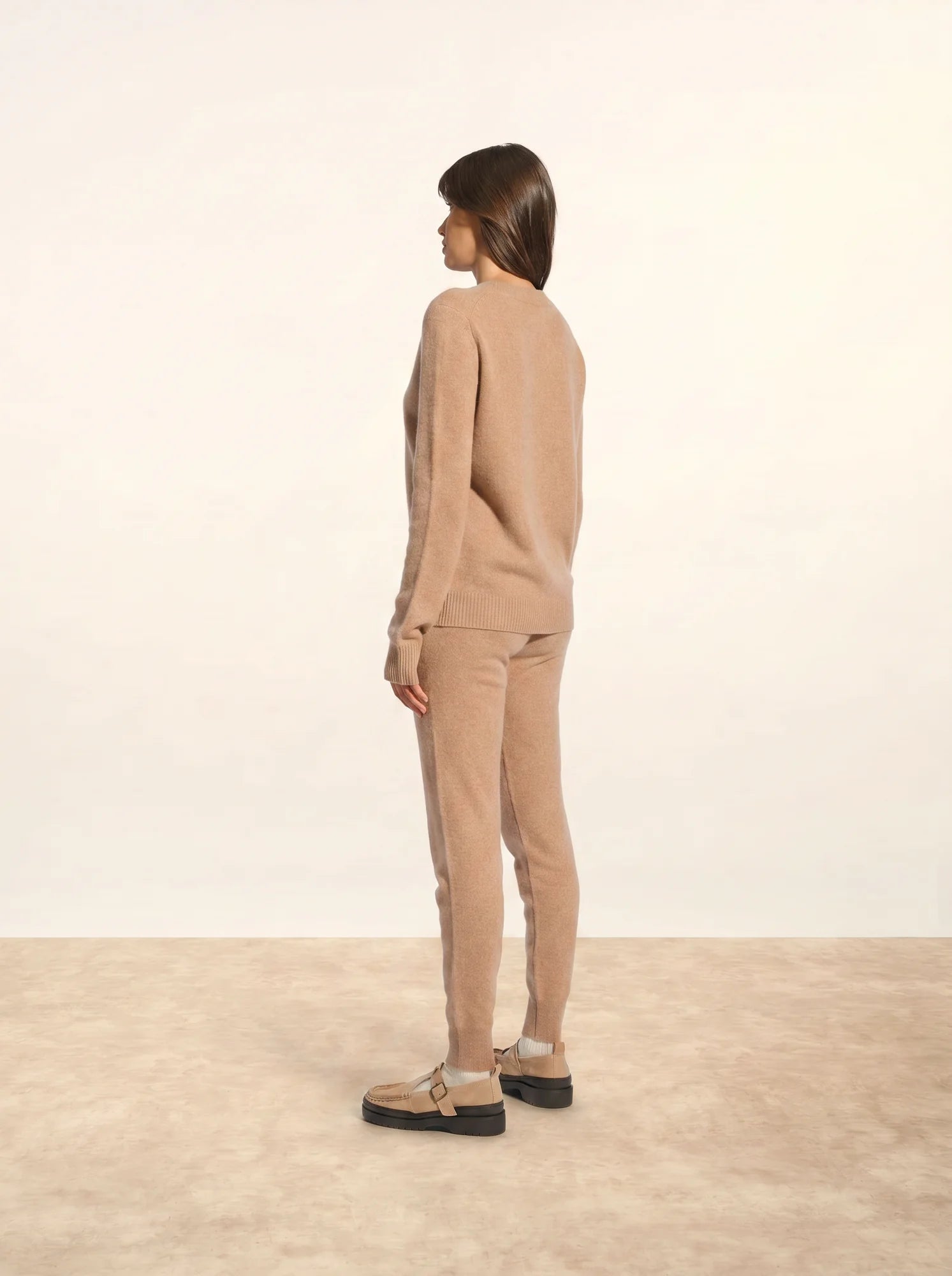LEXINI pull col rond 4 fils camel chiné
