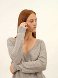 CASSIE pullover v-ausschnitt 4-fädig wolke meliert